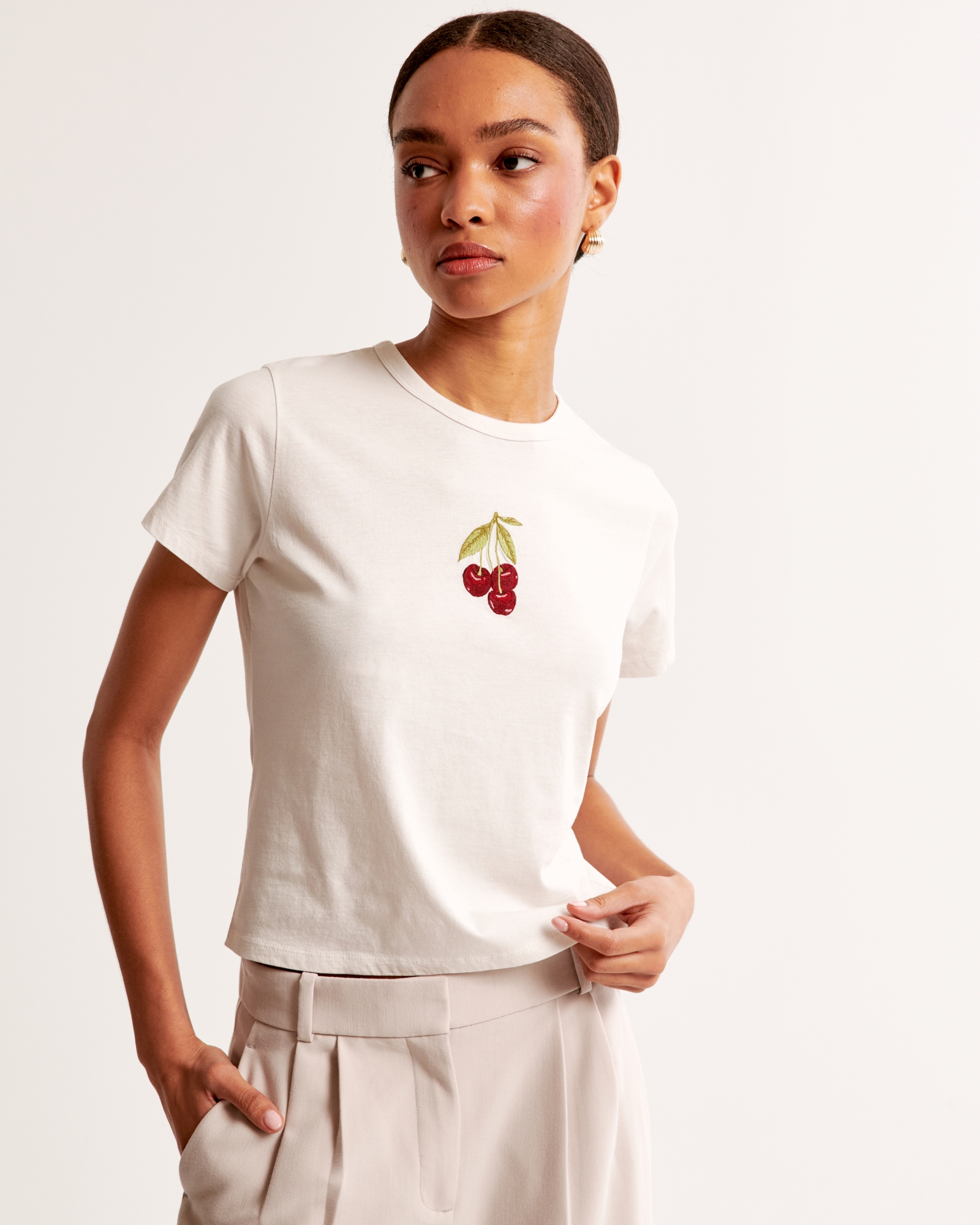 Short-Sleeve Cherries Graphic Skimming Tee