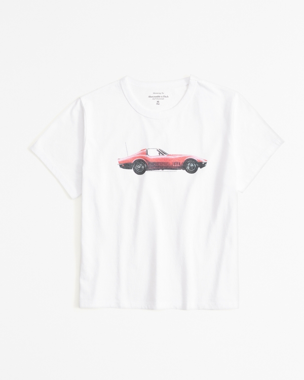 Short-Sleeve Corvette Graphic Skimming Tee, White