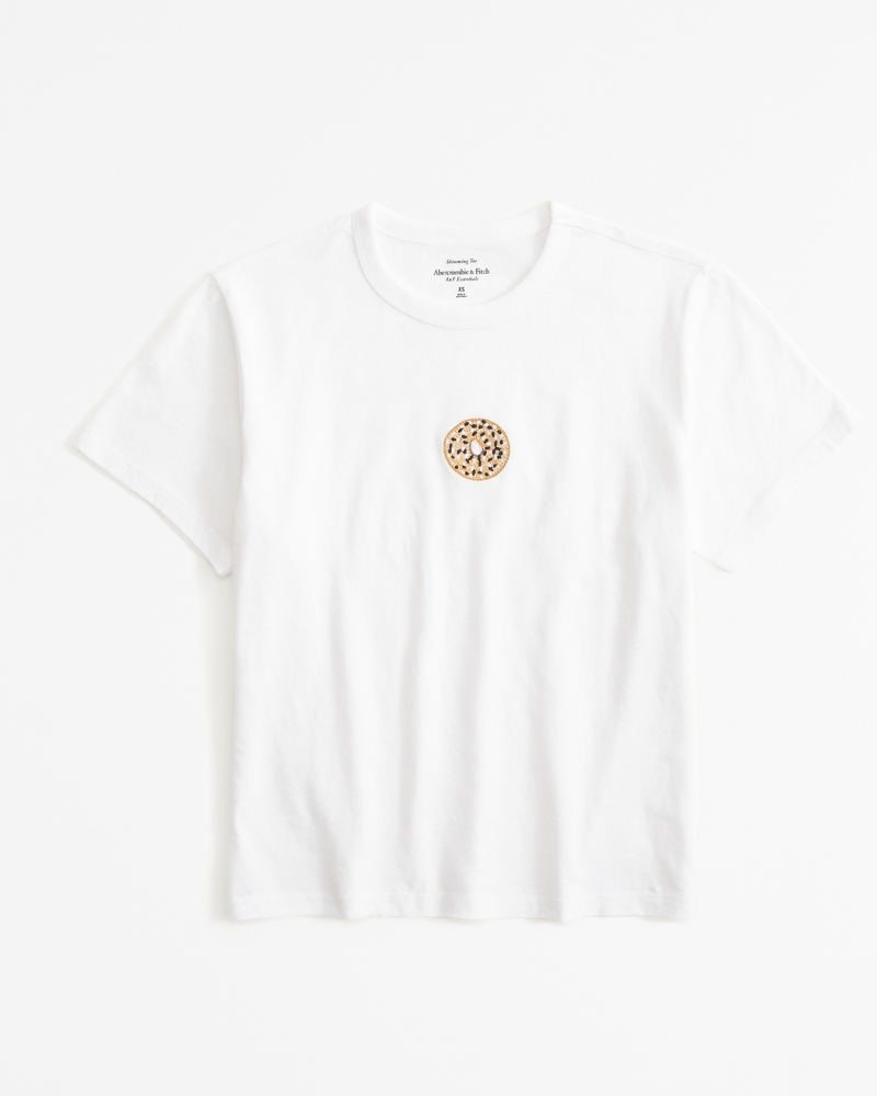 Mujer Camiseta ajustada de manga corta con estampa de bagel | Mujer  Liquidación | Abercrombie.com