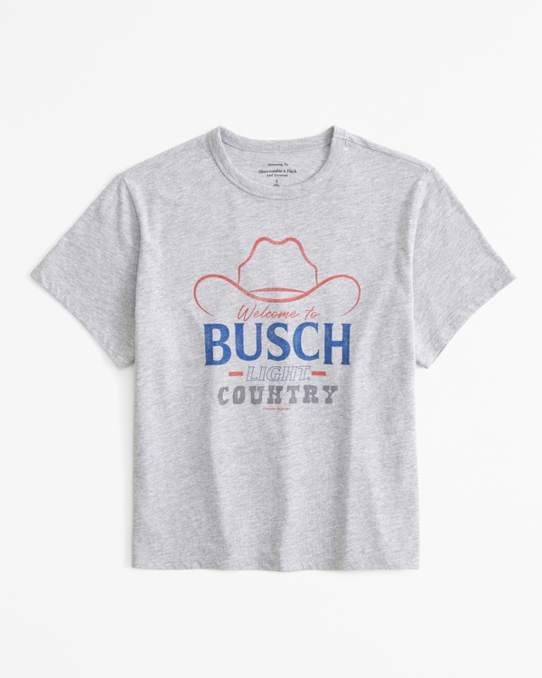 Short-Sleeve Busch Light Graphic Skimming Tee, Light Gray