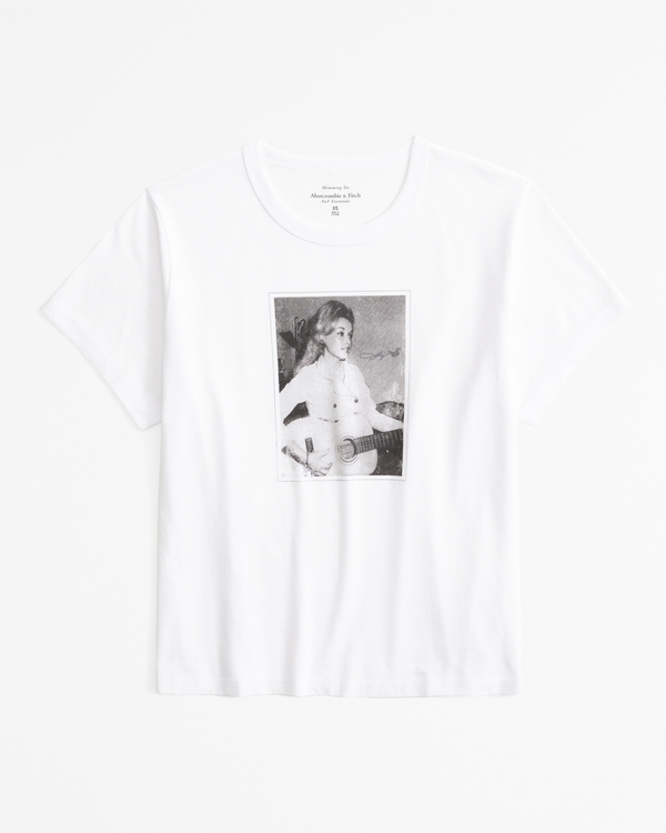 Short-Sleeve Dolly Parton Graphic Skimming Tee, White