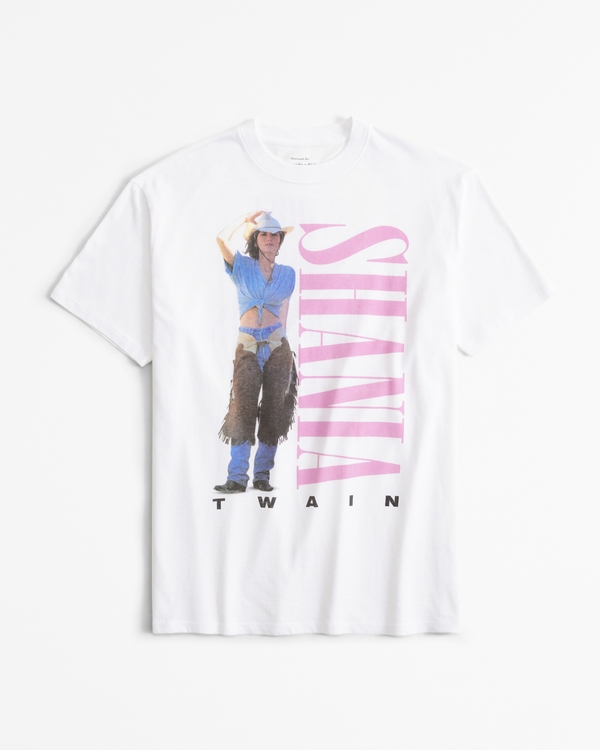 Oversized Shania Twain Graphic Tee, White view 1