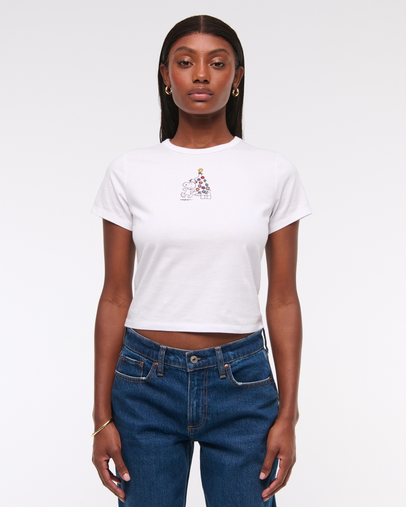 Short-Sleeve Snoopy Graphic Skimming Tee