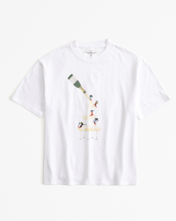 Short-Sleeve Champagne Easy Graphic Tee, White