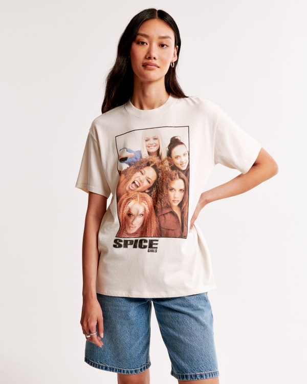 Oversized Spice Girls Graphic Tee, Feather Gray