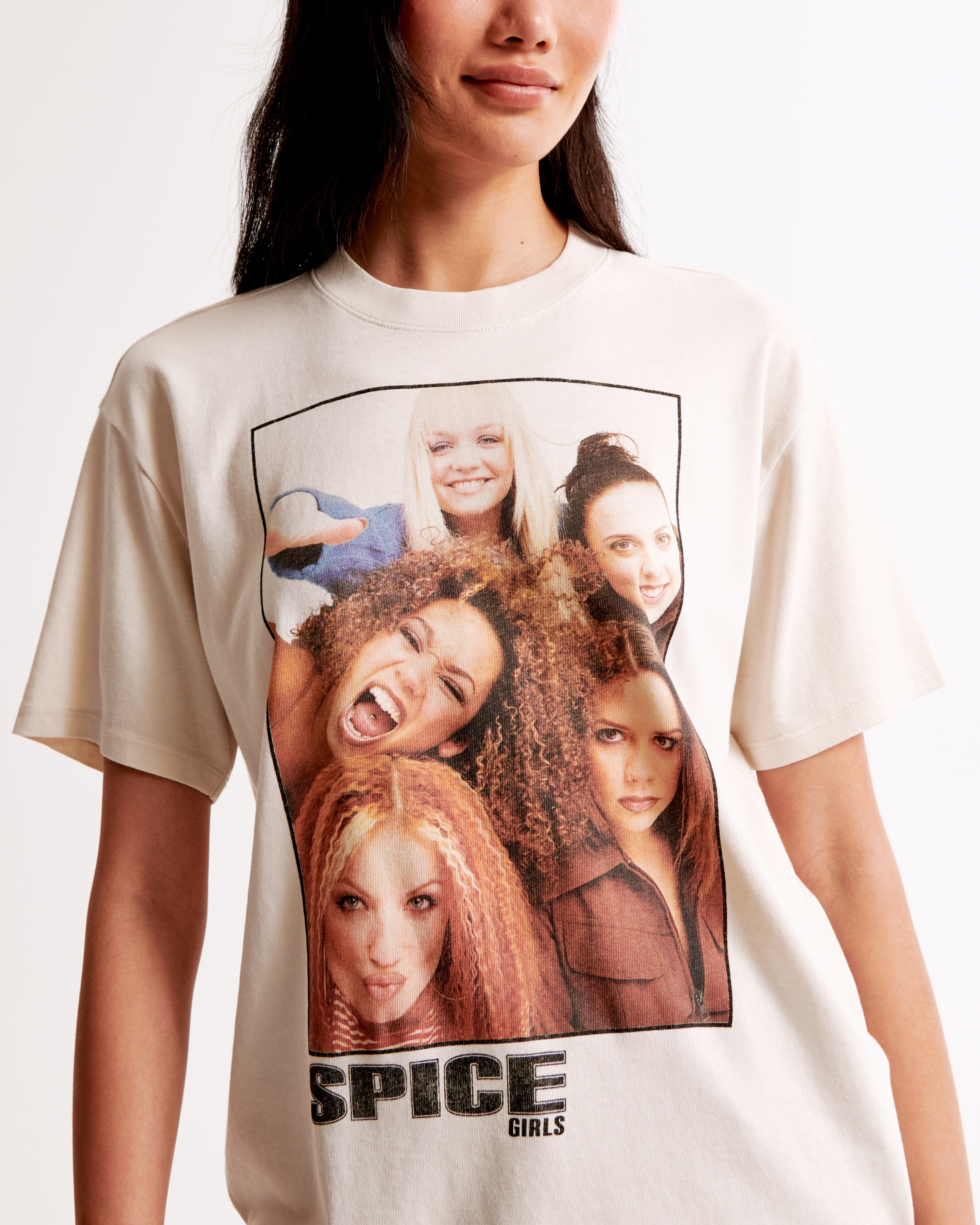 Women s Oversized Spice Girls Graphic Tee in Feather Gray Size Xs Abercrombie Fitch