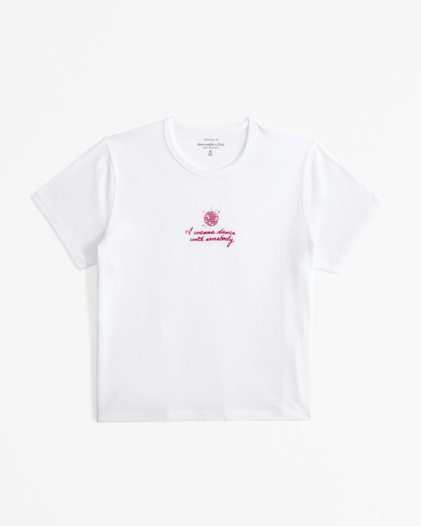 Short-Sleeve Whitney Houston Graphic Skimming Tee, White view 1