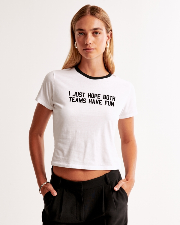 Camiseta ajustada con estampa de I Hope Both Teams Have Fun, Blanco view 1