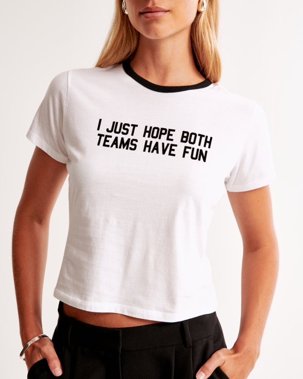 Camiseta ajustada con estampa de I Hope Both Teams Have Fun, Blanco view 2
