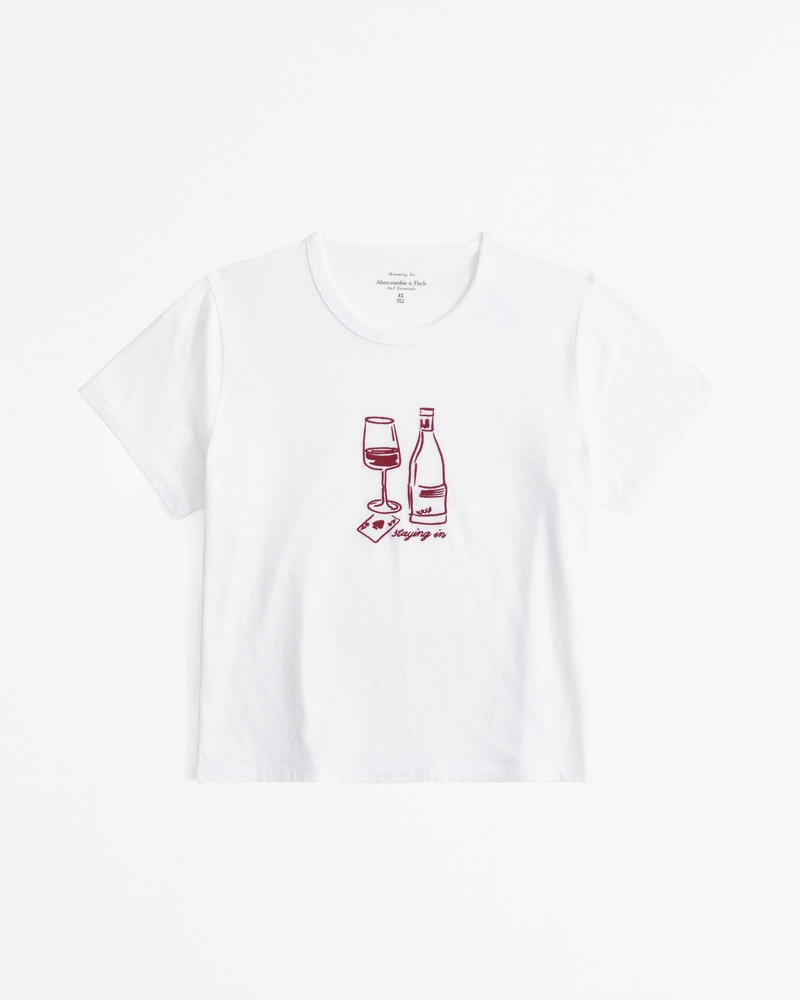Short-Sleeve Staying In Graphic Skimming Tee