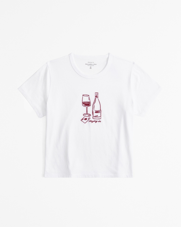 Short-Sleeve Staying In Graphic Skimming Tee