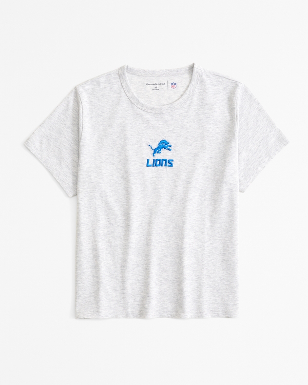 Short-Sleeve Detroit Lions Graphic Skimming Tee, Light Heather Gray - Lions view 1