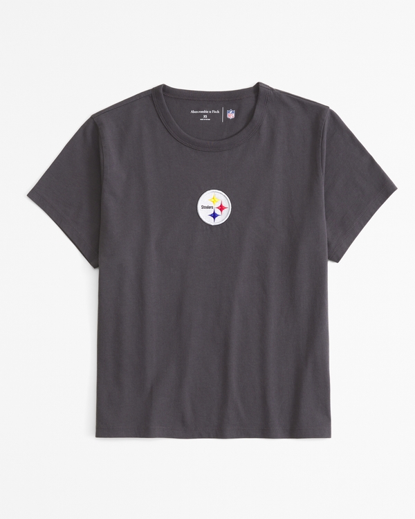 Short-Sleeve Pittsburgh Steelers Graphic Skimming Tee, Dark Gray - Steelers view 1