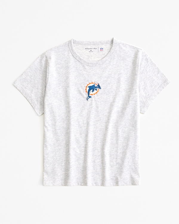 Short-Sleeve Miami Dolphins Graphic Skimming Tee, Light Heather Gray - Dolphins view 1