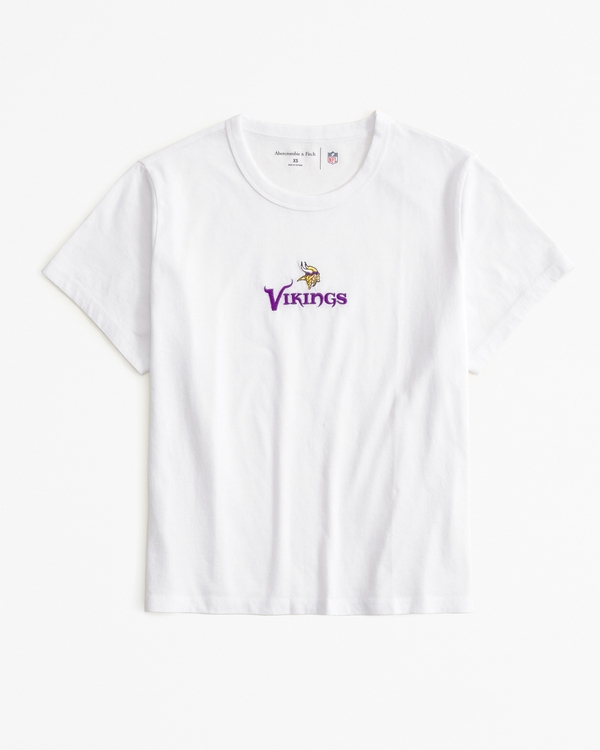 Short-Sleeve Minnesota Vikings Graphic Skimming Tee, White - Vikings view 1