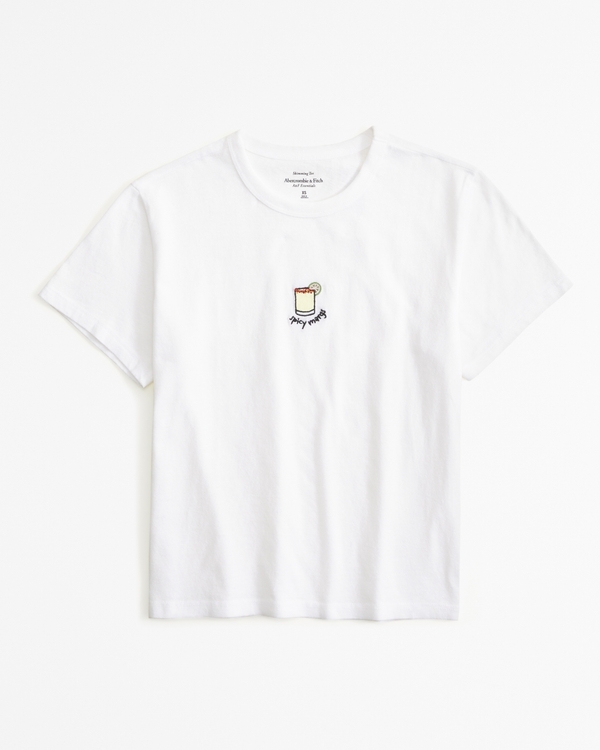 Short-Sleeve Spicy Margarita Graphic Skimming Tee, White