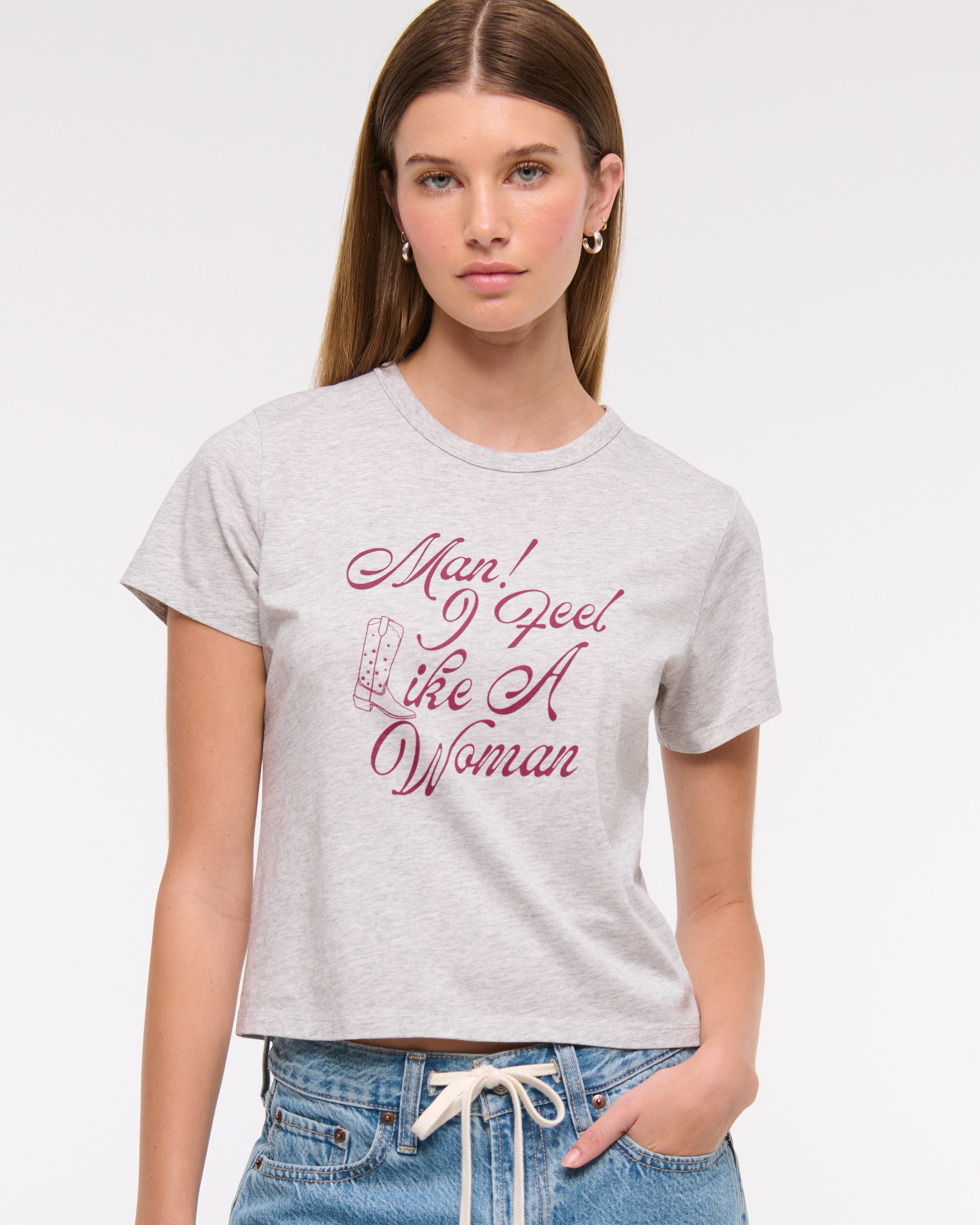 Abercrombie & Fitch Short-sleeve Shania Twain Graphic Skimming Tee In Gray