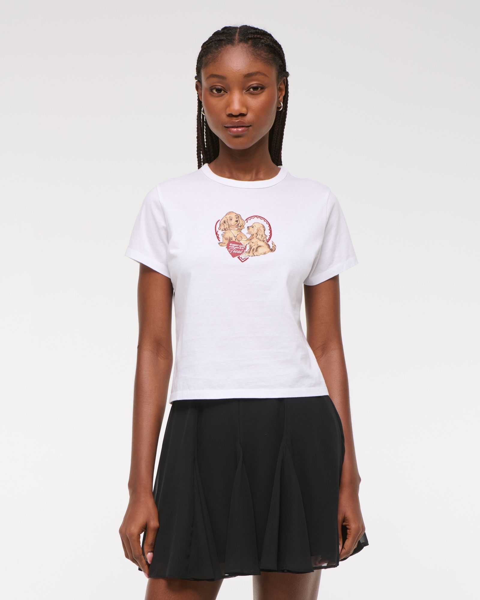 Short-Sleeve Kissed Napkin Graphic Skimming Tee