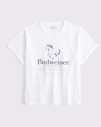 Women's Short-Sleeve Budweiser Graphic Skimming Tee | Women's Tops | Abercrombie.com