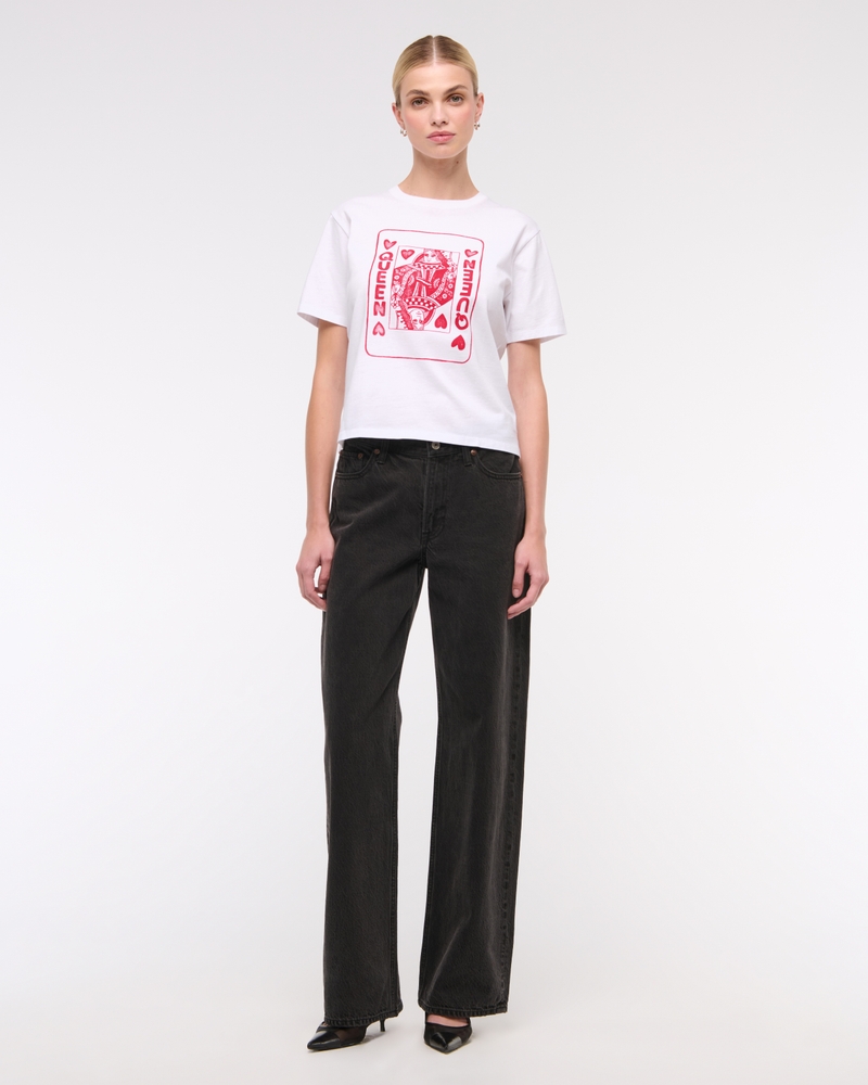 Short-Sleeve Queen of Hearts Graphic Relaxed Tee