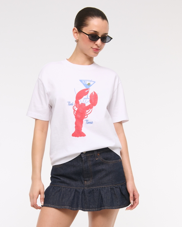 Oversized 'Tini Time Graphic Tee, White view 1
