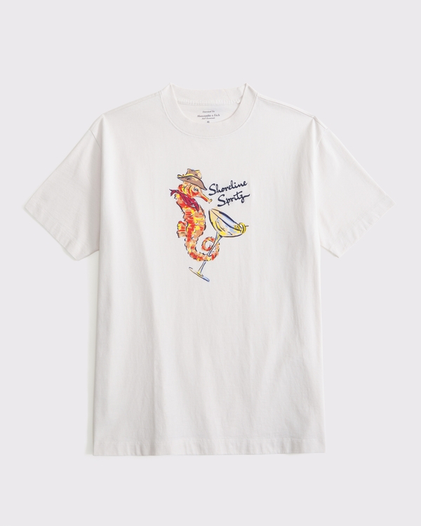 Oversized Shoreline Spritz Graphic Tee, Cream view 1