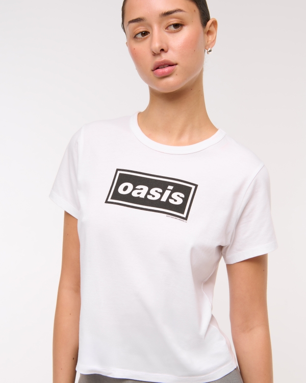 Short-Sleeve Oasis Graphic Skimming Tee, White view 1