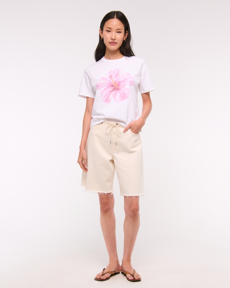 Short-Sleeve Hibiscus Graphic Relaxed Tee