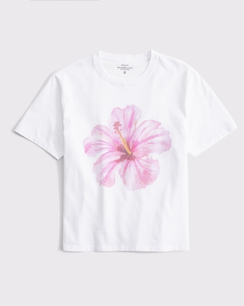 Short-Sleeve Hibiscus Graphic Relaxed Tee