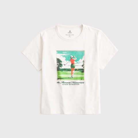 Женские футболки Abercrombie & Fitch Short-Sleeve Memorial Tournament Graphic Skimming Tee