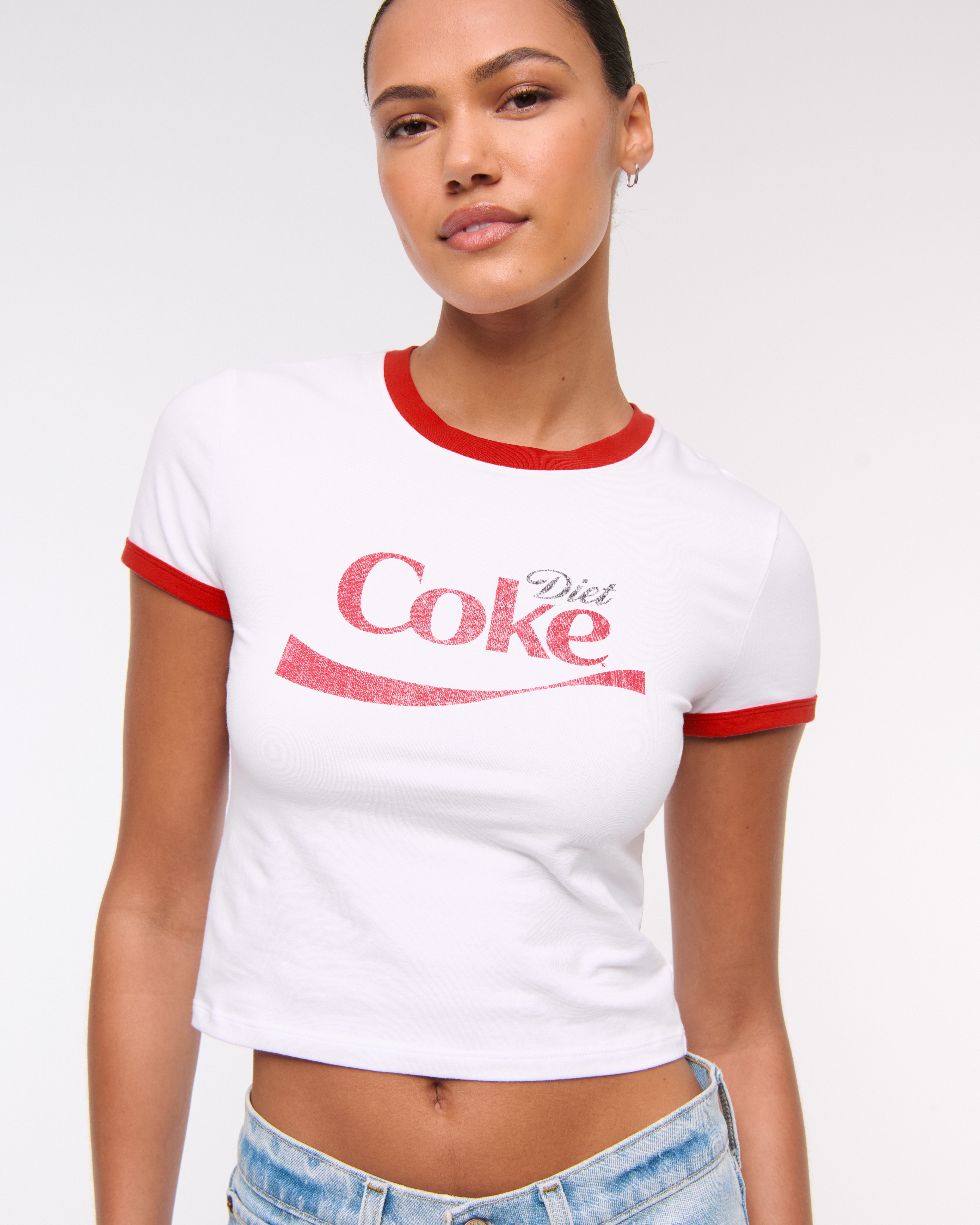 Abercrombie & Fitch Diet Coke Graphic Baby Tee In White