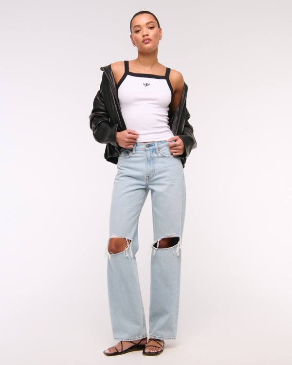 高領 Logo 羅紋背心, 白色 view 2