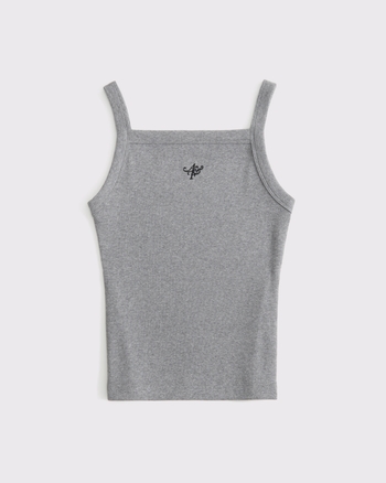 Women's High-Neck Logo Rib Tank | Women's Tops | Abercrombie.com