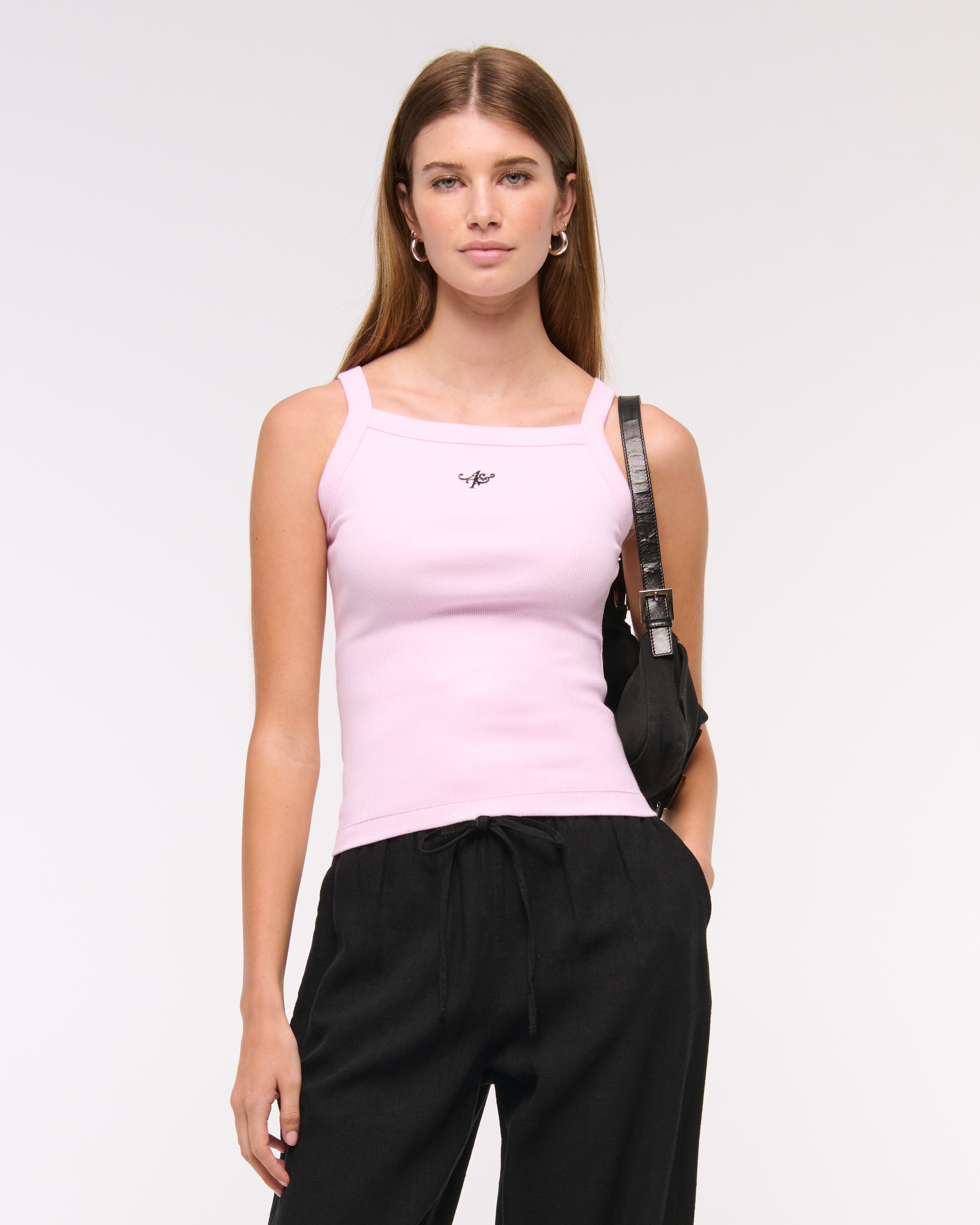Women's High-Neck Logo Rib Tank | Women's Tops | Abercrombie.com