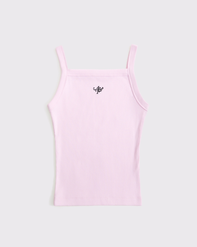 Women's High-Neck Logo Rib Tank | Women's Tops | Abercrombie.com
