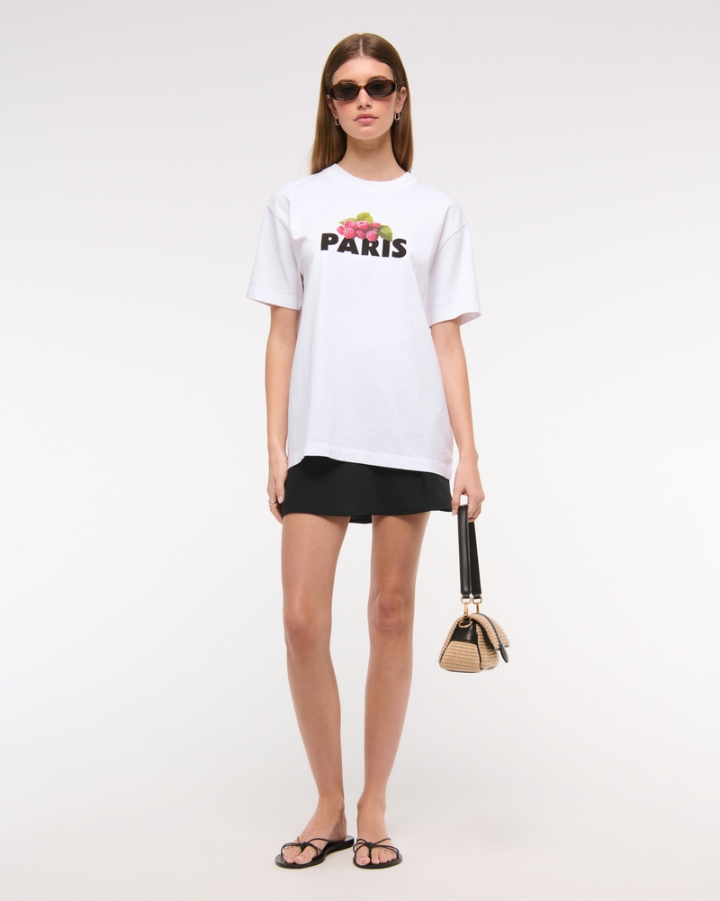 Oversized Paris Raspberry Graphic Tee