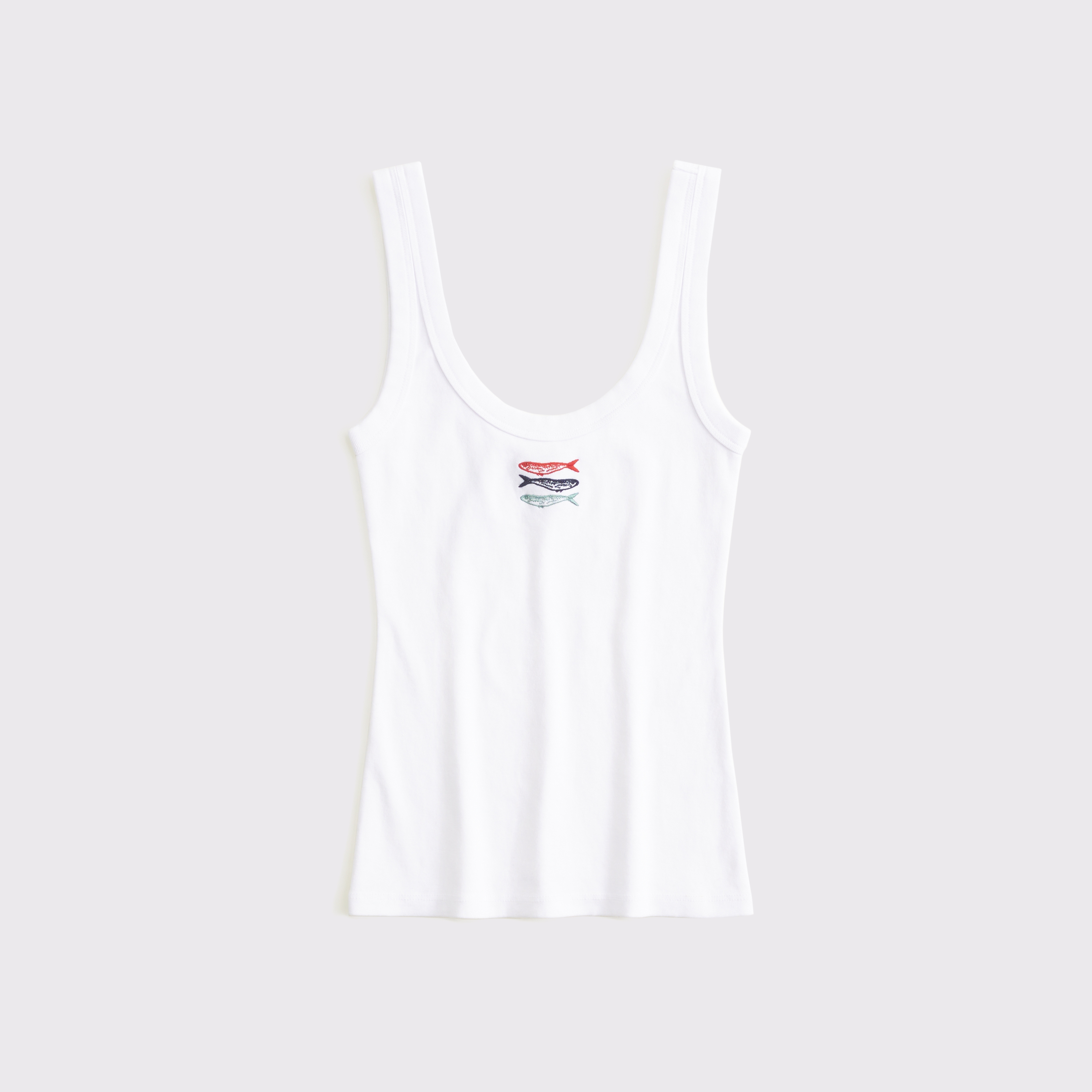 Abercrombie & Fitch Sardines Graphic Scoopneck Tank In White