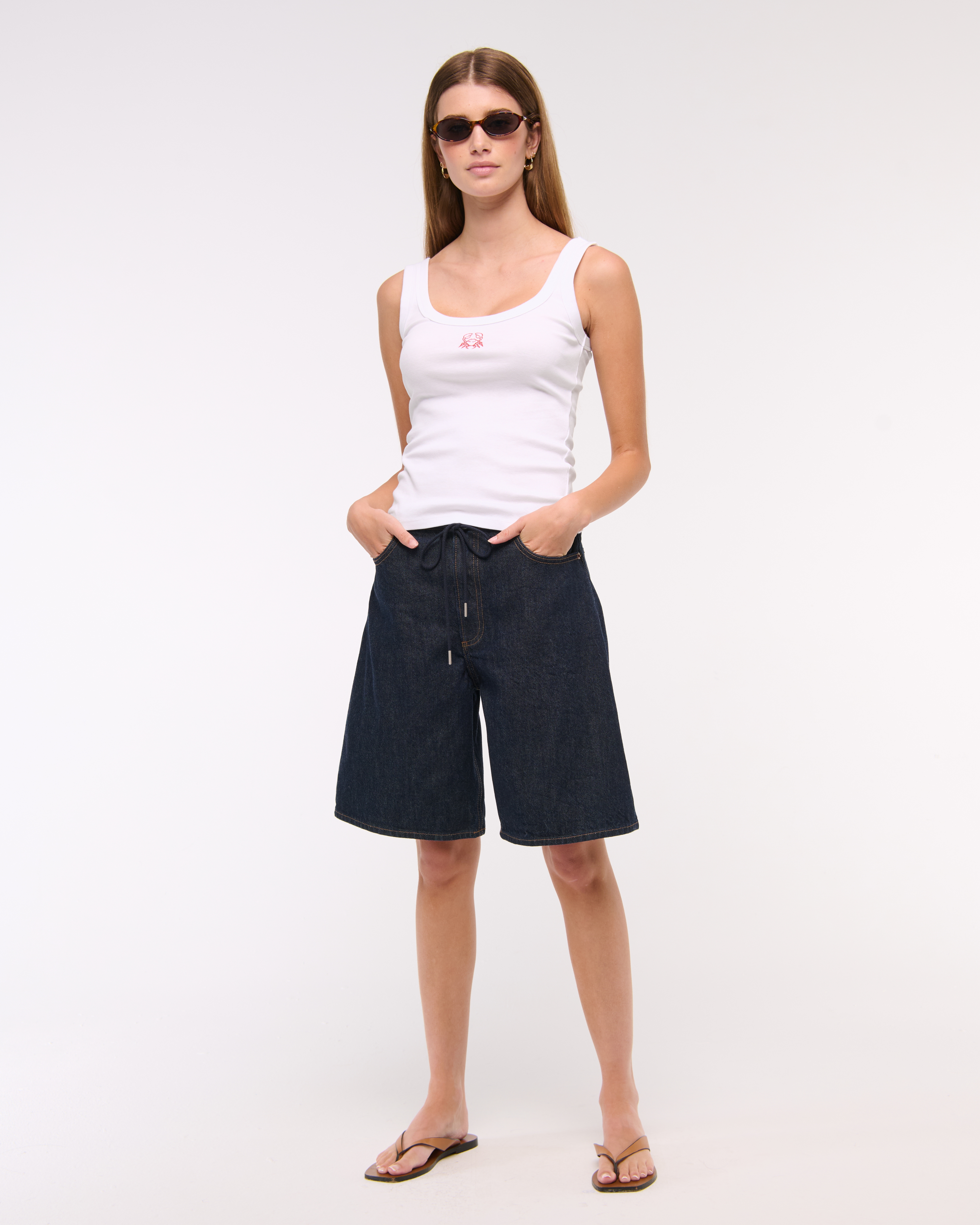 Abercrombie & Fitch Crab Graphic Scoopneck Tank In White