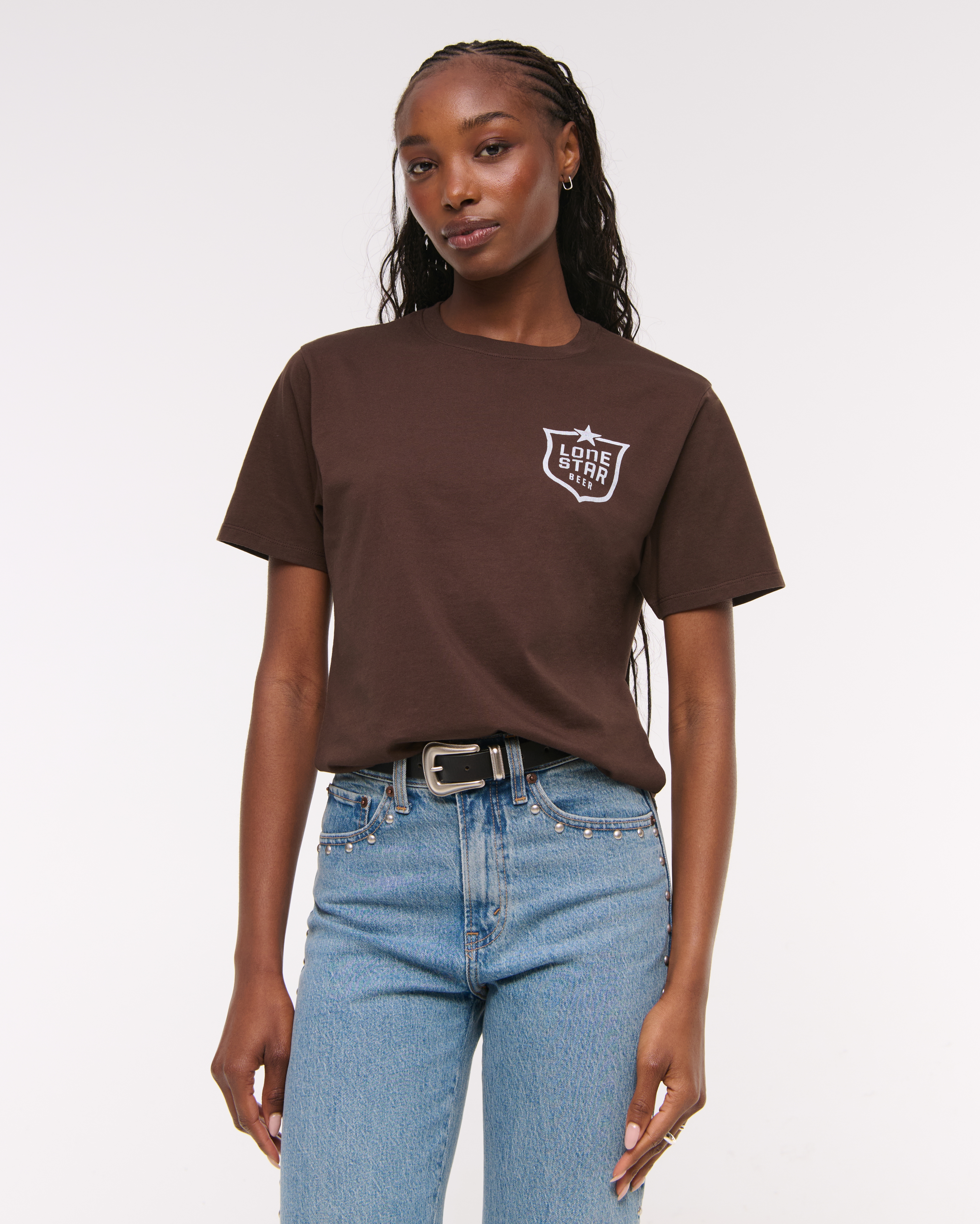 Abercrombie & Fitch Short-sleeve Lone Star Beer Graphic Relaxed Tee In Brown