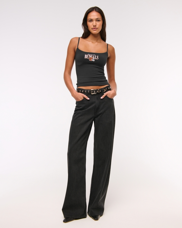 Cincinnati Bengals Bra-Free 90s Cami, Black - Bengals view 2