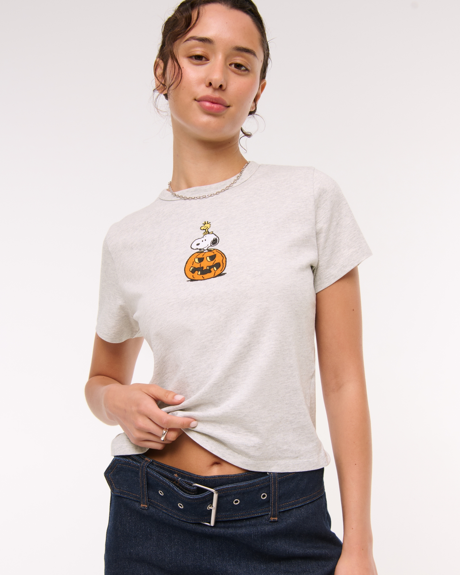 Short-Sleeve Snoopy Graphic Skimming Tee