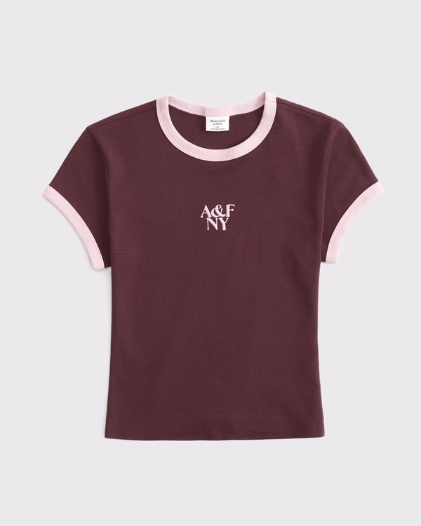 半袖グラフィックロゴTシャツ, 赤ワイン view 1