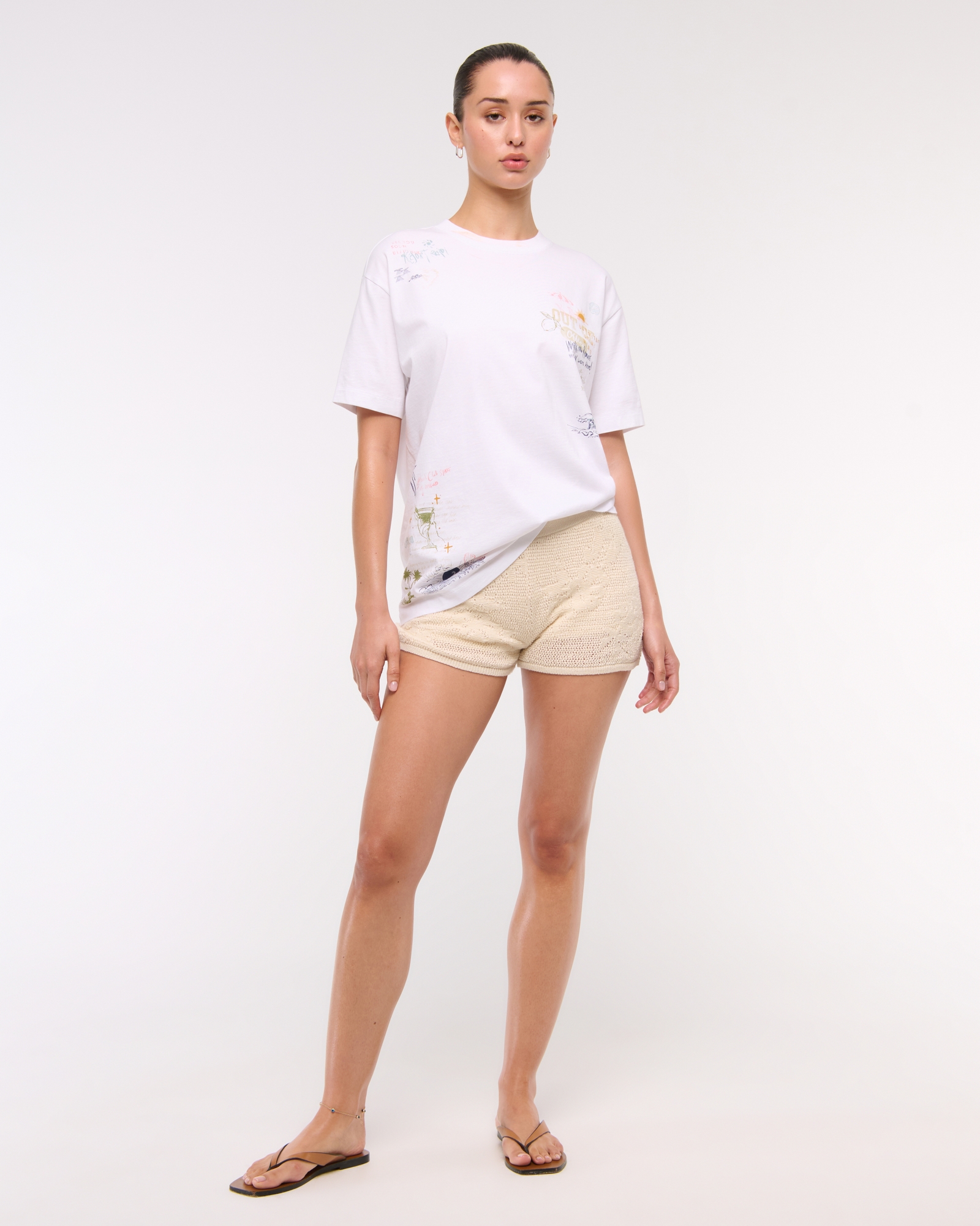 Oversized Beach Doodle Graphic Tee