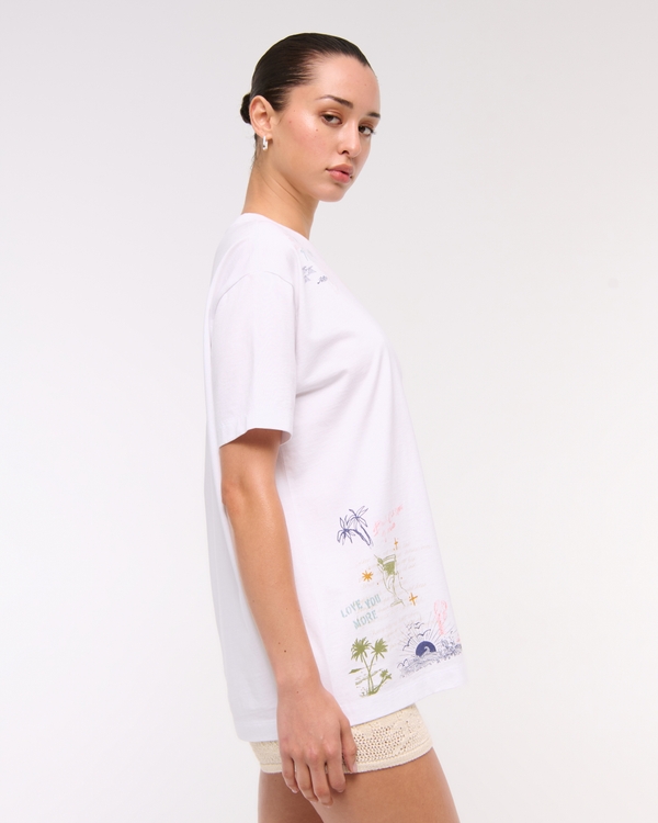 Oversized Beach Doodle Graphic Tee