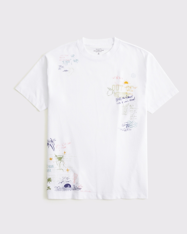Oversized Beach Doodle Graphic Tee