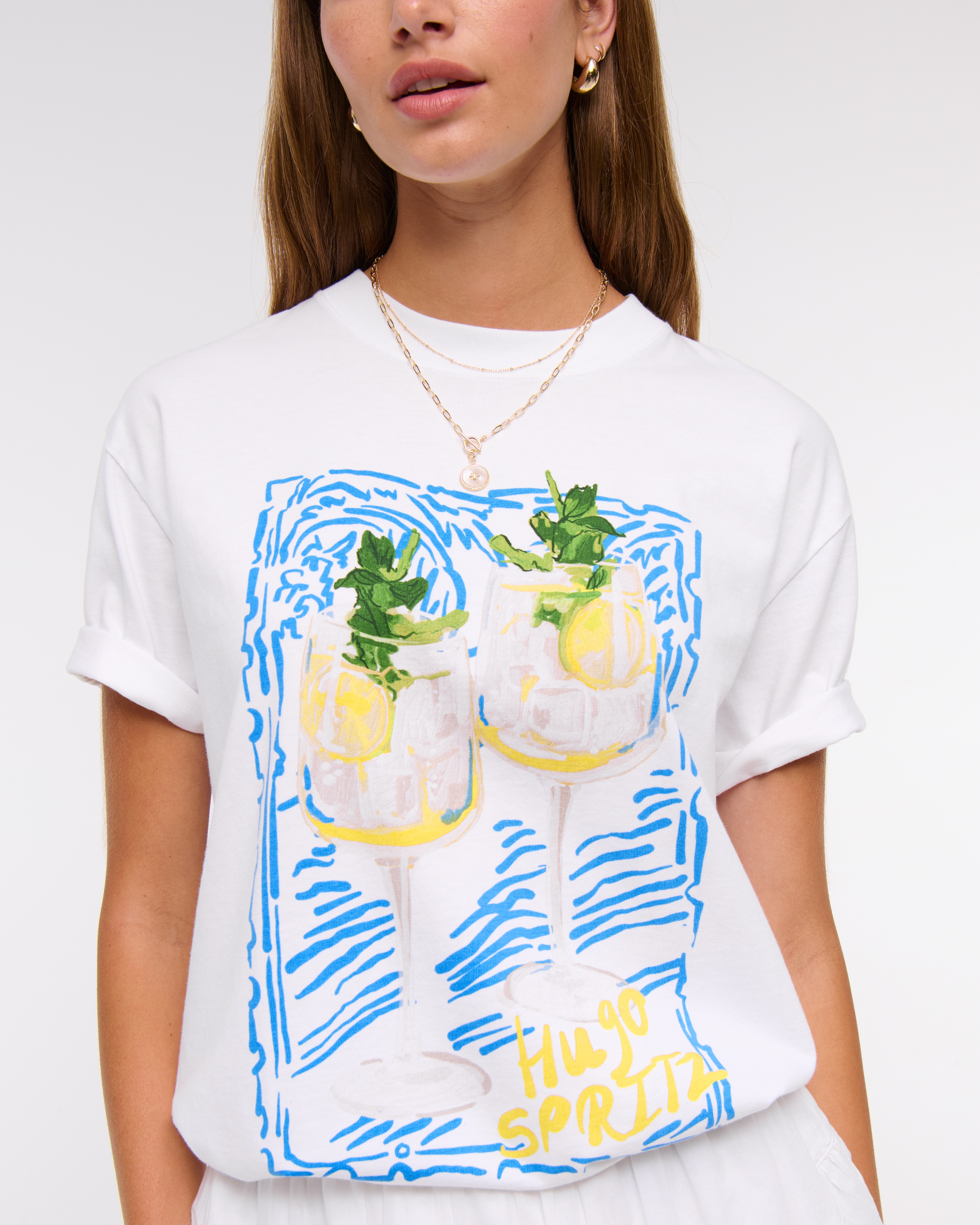 ウィメンズ オーバーサイズ カクテル グラフィックTシャツ