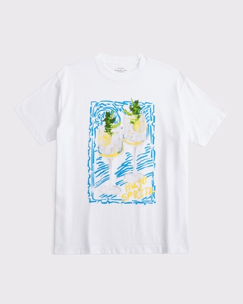 ウィメンズ オーバーサイズ カクテル グラフィックTシャツ