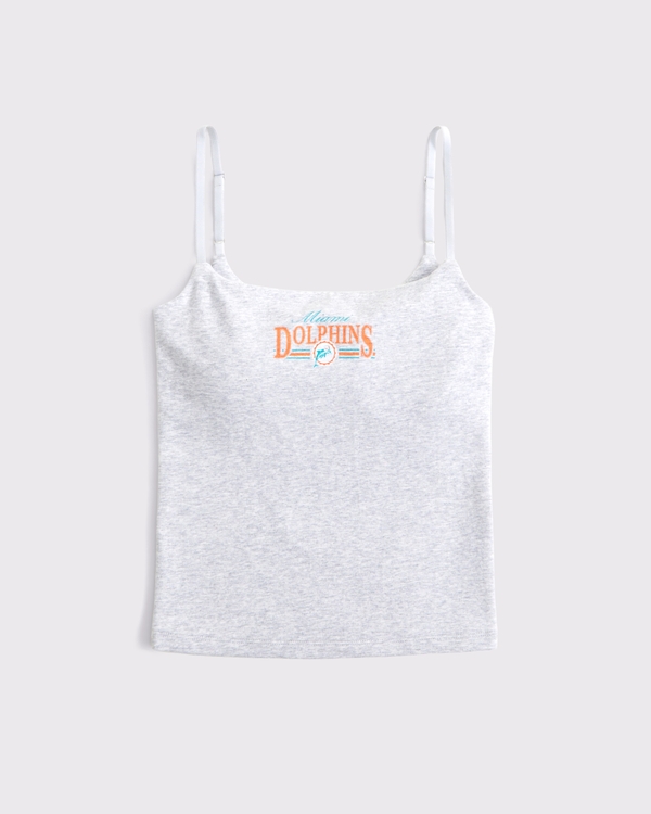 Miami Dolphins Bra-Free 90s Cami, Light Heather Gray - Dolphins view 1