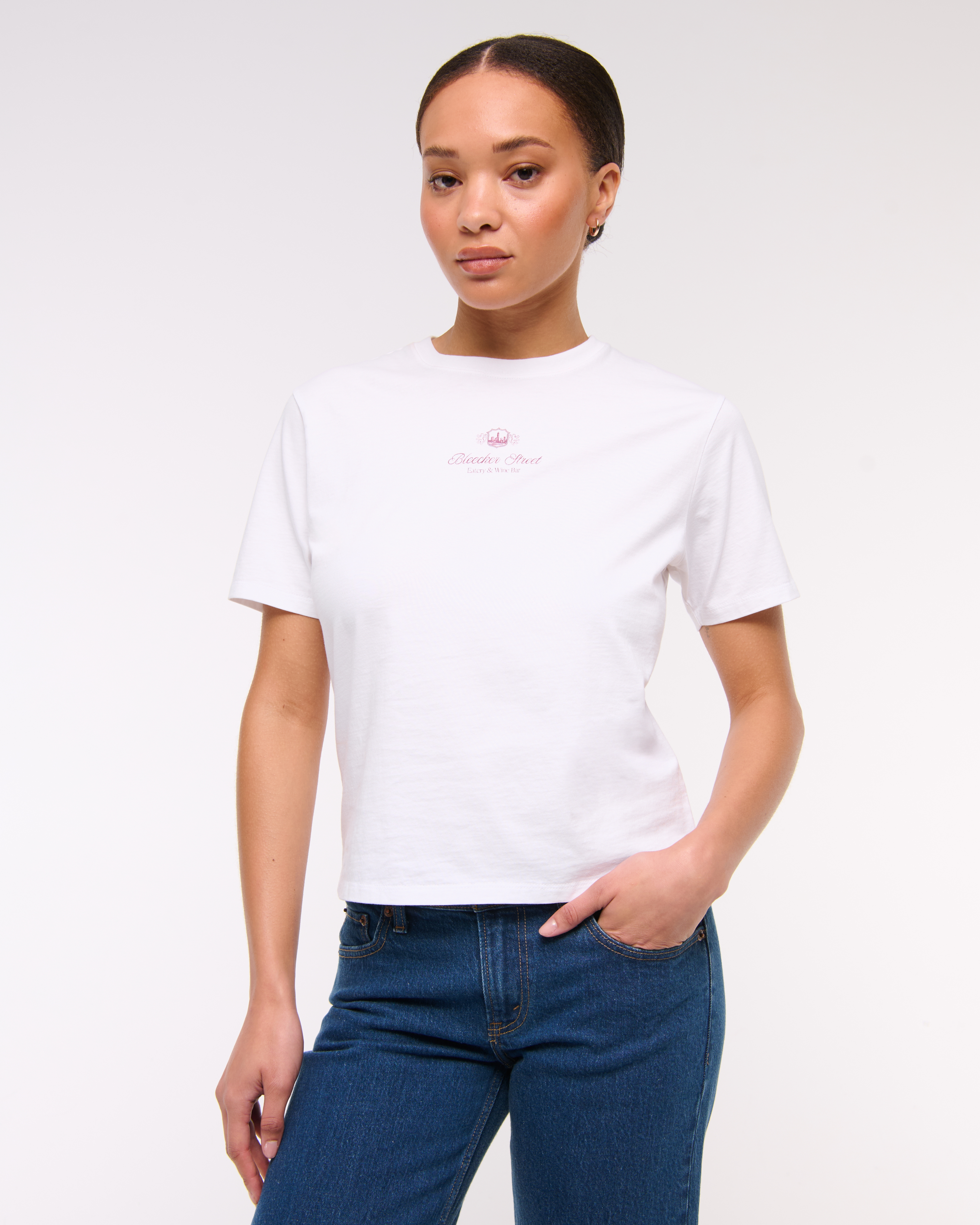 Abercrombie & Fitch Short-sleeve Bleecker Street Graphic Relaxed Tee In White