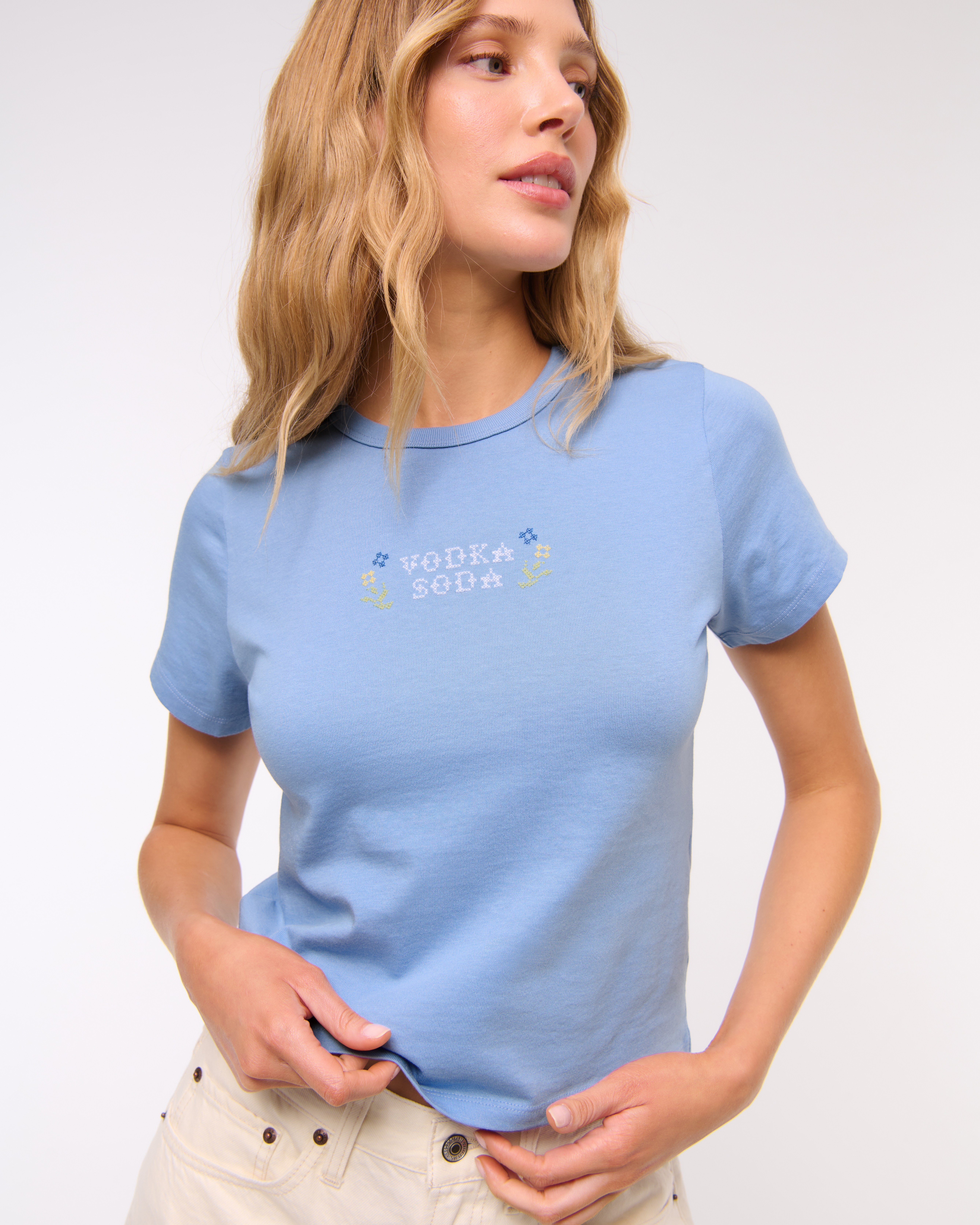 Abercrombie & Fitch Short-sleeve Vodka Soda Graphic Skimming Tee In Blue